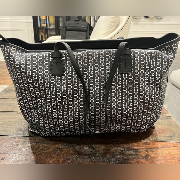 Tory Burch Gemini canvas coated LARGE TOTE Gemini Link GUC - Picture 4 of 16